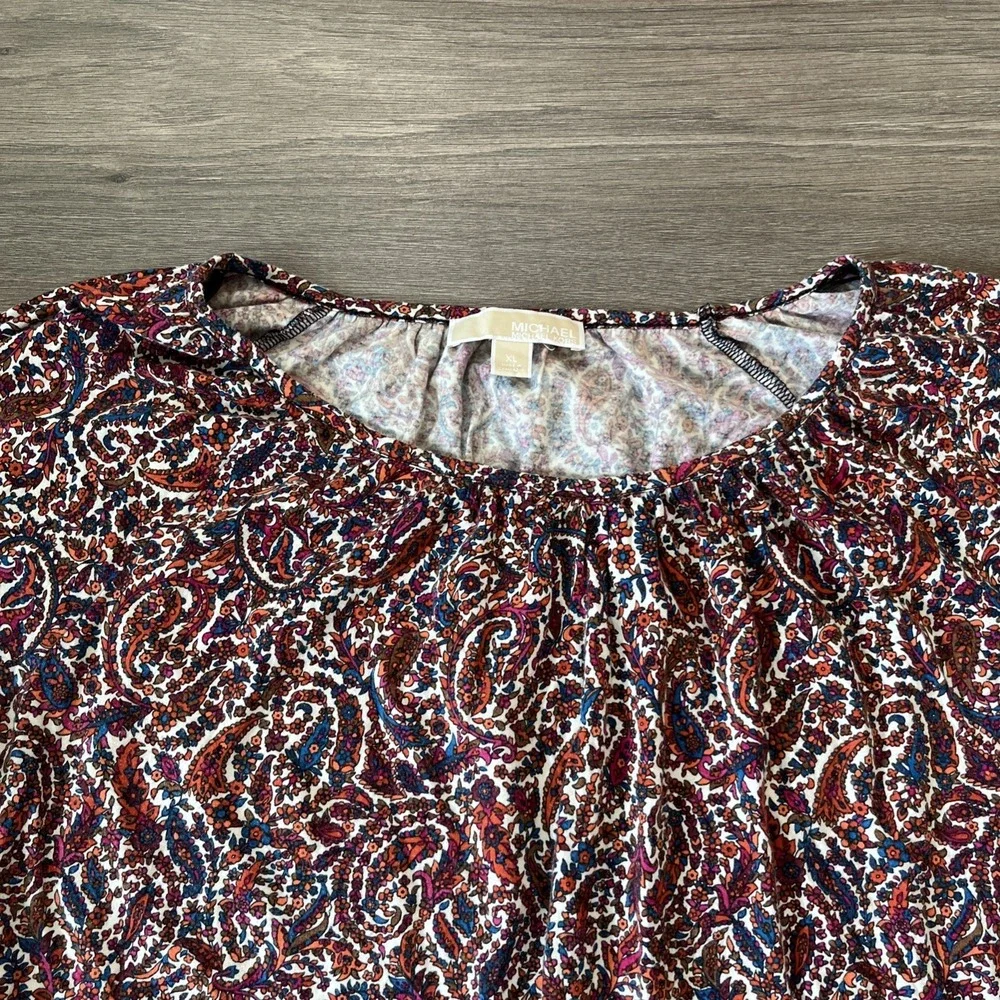 Michael Michael Kors Womens XL Blouse Top Multicolor Paisley